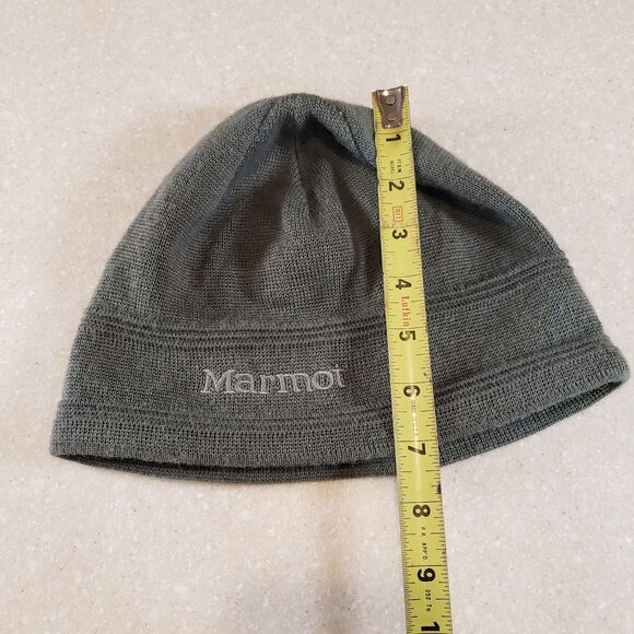 Marmot Kids One Size Knit Beanie Toque Grey Fleece Lined Ski Snowboard Winter - Picture 2 of 5